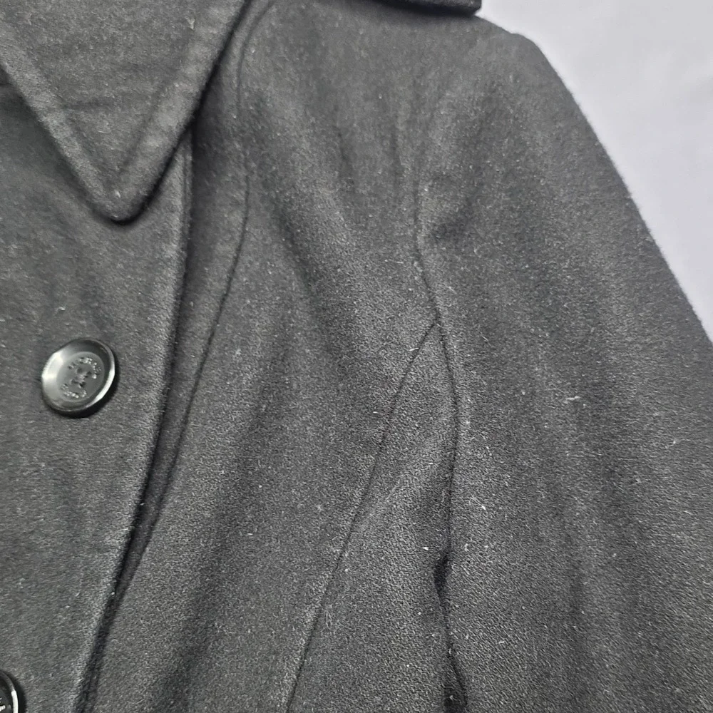 Michael Kors Coat Womens S Black Pea Collared Epaulet Button Long Sleeve